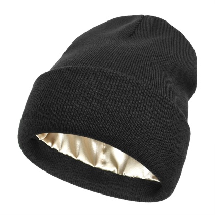 Unisexowa czapka beanie z satynową podszewką dla kobiet, zimowa czapka z jedwabną podszewką, luźna, ciepła,