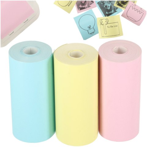 Rolki termiczne papier do drukarki aparatu 5,7cm x 3m 3 sztuki kolorowe Kik Sp. z o. o. Sp. k.