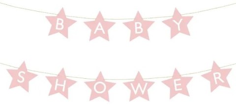 Baner napis na baby shower gwiazdki jasnoróżowe 290cm x 16,5cm Partydeco Sp. z o. o.