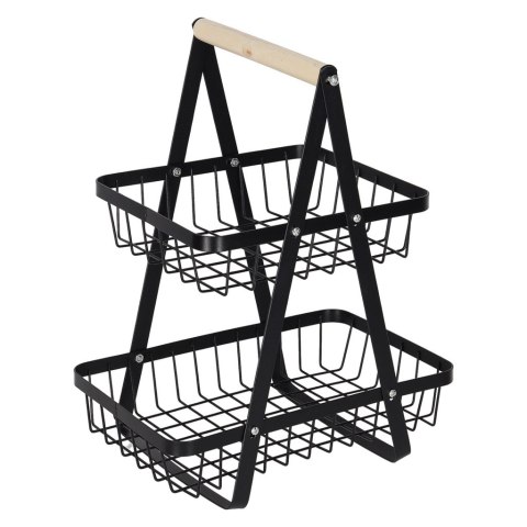 Kosz miska na owoce dwupoziomowy piętrowy metal drewno Kik Sp. z o. o. Sp. k.