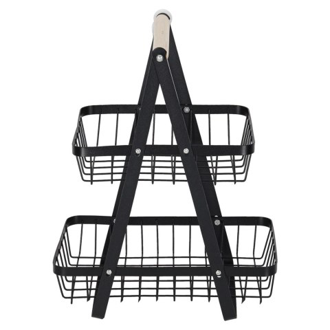 Kosz miska na owoce dwupoziomowy piętrowy metal drewno Kik Sp. z o. o. Sp. k.