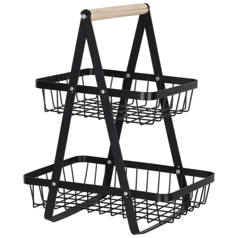 Kosz miska na owoce dwupoziomowy piętrowy metal drewno Kik Sp. z o. o. Sp. k.