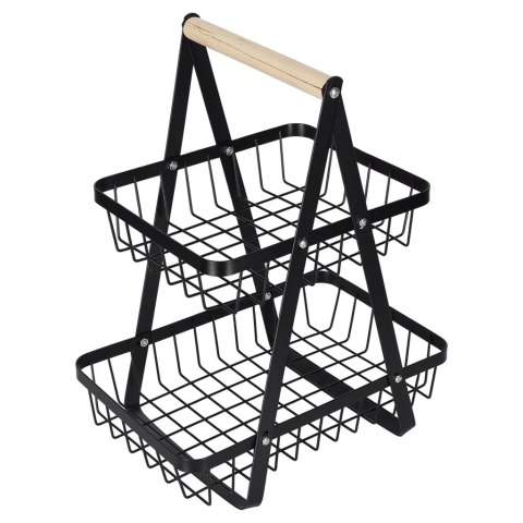 Kosz miska na owoce dwupoziomowy piętrowy metal drewno Kik Sp. z o. o. Sp. k.