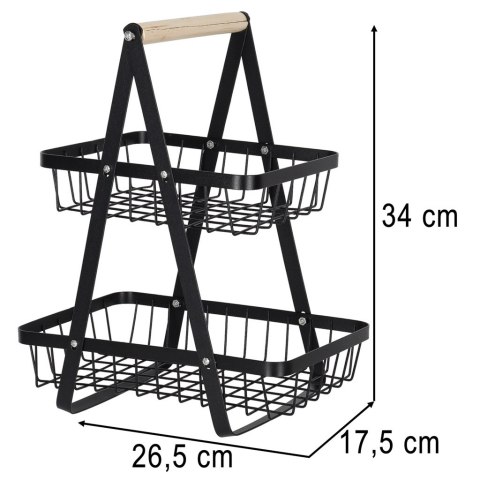 Kosz miska na owoce dwupoziomowy piętrowy metal drewno Kik Sp. z o. o. Sp. k.