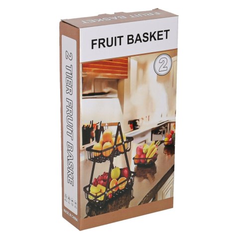 Kosz miska na owoce dwupoziomowy piętrowy metal drewno Kik Sp. z o. o. Sp. k.