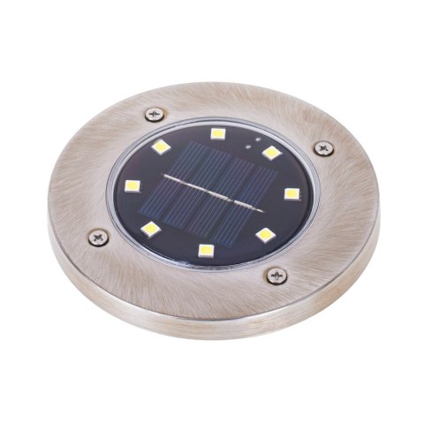 Lampy ogrodowe solarne najazdowe gruntowe czujnik zmierzchu wbijane świecący dysk 8LED 4szt. ciepły biały Kik Sp. z o. o. Sp. k.