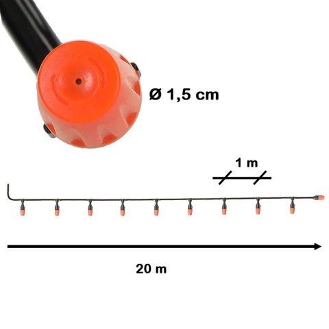 Zraszacz ogrodowy kurtyna wodna mgiełka system nawadniania 20m Kik Sp. z o. o. Sp. k.