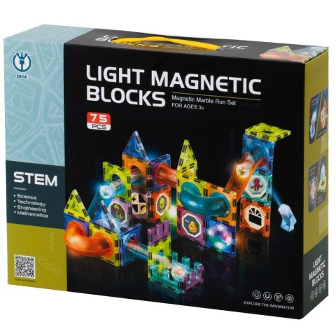 Klocki magnetyczne marble tor kulkowy świecący 75 elementów Kik Sp. z o. o. Sp. k.