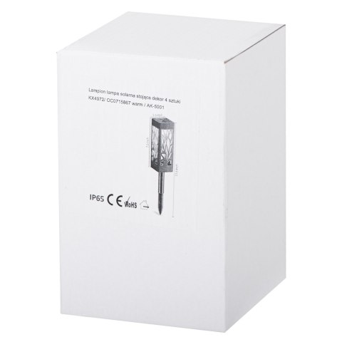 Lampa solarna ogrodowa ażurowa latarenka lamion LED czujnik zmierzchu wbijana 4szt. Kik Sp. z o. o. Sp. k.