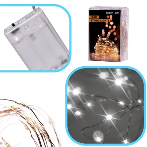 Lampki LED druciki dekoracyjne świąteczne choinkowe 5m 50LED zimny biały Kik Sp. z o. o. Sp. k.