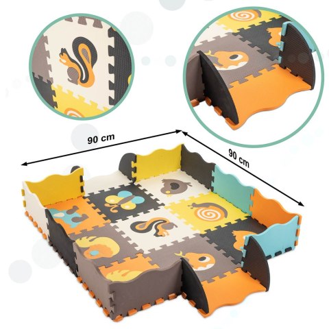 Mata edukacyjna piankowa puzzle zwierzątka kolorowa 114 x 114 cm 25 elementów Kik Sp. z o. o. Sp. k.