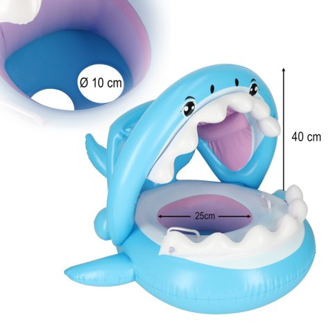 Kółko do pływania koło dmuchane dla niemowląt pontonik dla dzieci z siedziskiem z daszkiem rekin 23kg Kik Sp. z o. o. Sp. k.