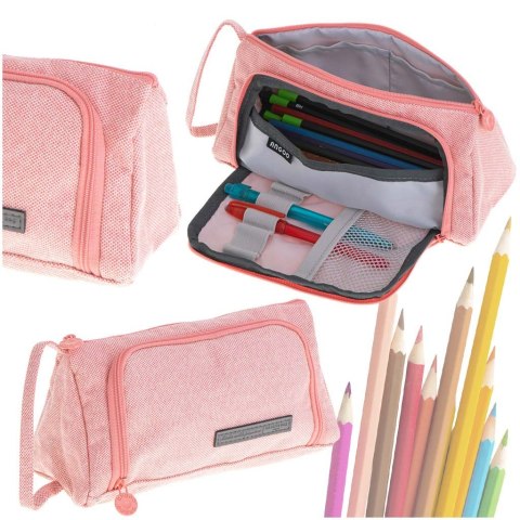 Piórnik szkolny dwukomorowy saszetka kosmetyczka rozkładany 3w1 różowy Kik Sp. z o. o. Sp. k.