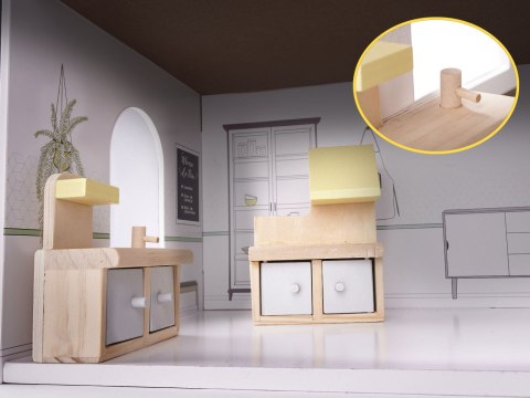 Domek dla lalek drewniany mebelki 70cm szary Kik Sp. z o. o. Sp. k.