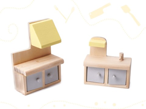 Domek dla lalek drewniany mebelki 70cm szary Kik Sp. z o. o. Sp. k.