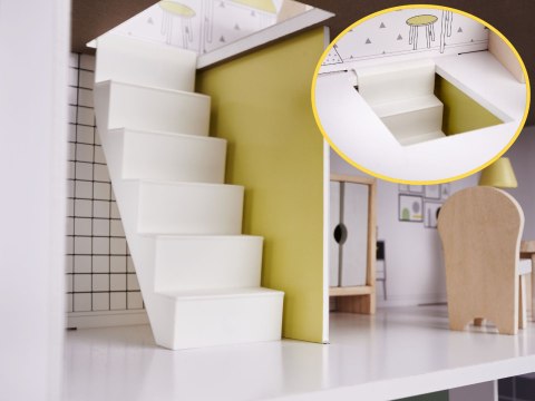 Domek dla lalek drewniany mebelki 70cm szary Kik Sp. z o. o. Sp. k.