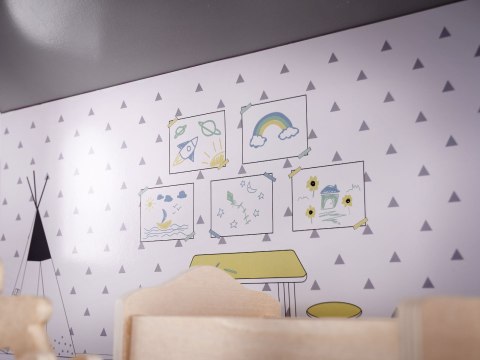 Domek dla lalek drewniany mebelki 70cm szary Kik Sp. z o. o. Sp. k.