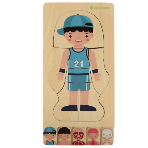 Puzzle drewniane warstwowe budowa ciała montessori chłopiec Kik Sp. z o. o. Sp. k.