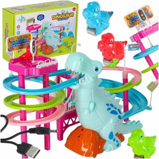 Tor wyścigowy dinozaur zjeżdżalnia ruchome schody LED dźwięk Kik Sp. z o. o. Sp. k.