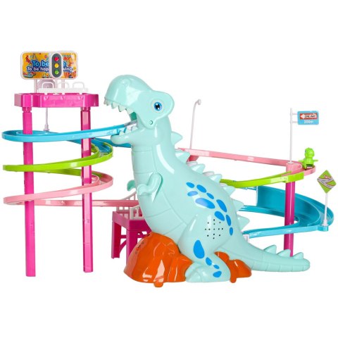 Tor wyścigowy dinozaur zjeżdżalnia ruchome schody LED dźwięk Kik Sp. z o. o. Sp. k.