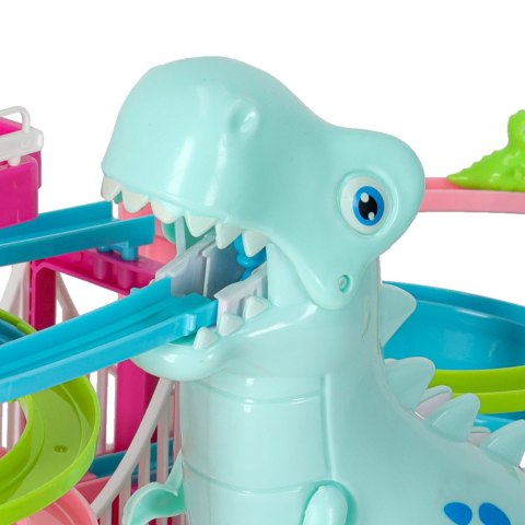 Tor wyścigowy dinozaur zjeżdżalnia ruchome schody LED dźwięk Kik Sp. z o. o. Sp. k.