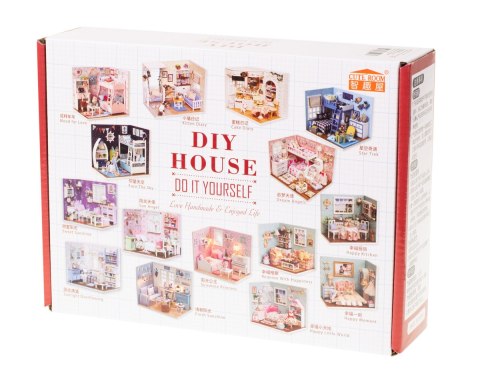 Domek dla lalek drewniany retro model DIY 3013 LED 13cm Kik Sp. z o. o. Sp. k.