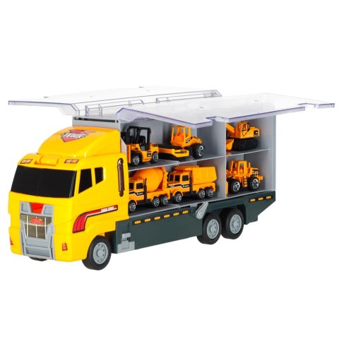 Transporter ciężarówka TIR wyrzutnia + metalowe auta maszyny budowlane Kik Sp. z o. o. Sp. k.