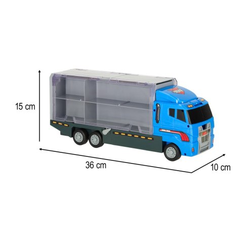 Transporter ciężarówka TIR wyrzutnia + metalowe auta policja Kik Sp. z o. o. Sp. k.