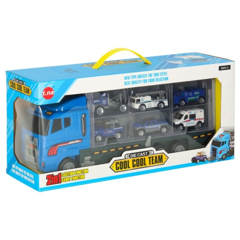 Transporter ciężarówka TIR wyrzutnia + metalowe auta policja Kik Sp. z o. o. Sp. k.