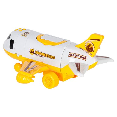 Transporter samolot rozkładany z autami + 3 auta pojazdy budowlane światła dźwięk Kik Sp. z o. o. Sp. k.