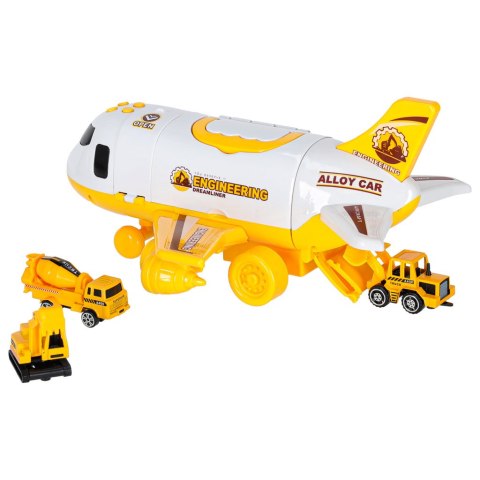 Transporter samolot rozkładany z autami + 3 auta pojazdy budowlane światła dźwięk Kik Sp. z o. o. Sp. k.