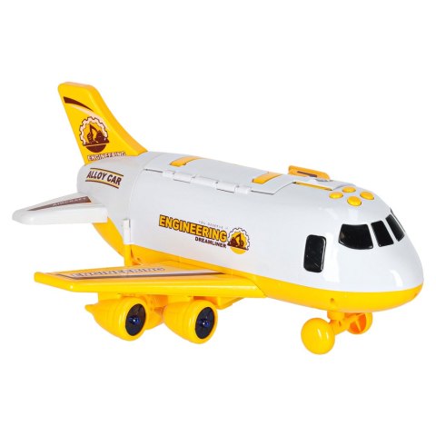 Transporter samolot rozkładany z autami + 3 auta pojazdy budowlane światła dźwięk Kik Sp. z o. o. Sp. k.