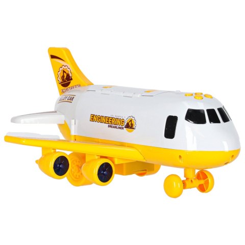 Transporter samolot rozkładany z autami + 3 auta pojazdy budowlane światła dźwięk Kik Sp. z o. o. Sp. k.