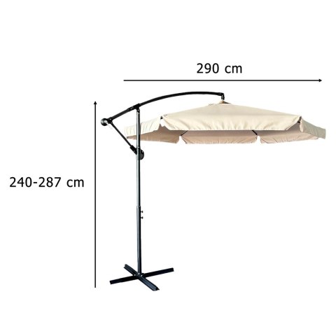 Parasol ogrodowy LUARO duży składany z wysięgnikiem 290cm beżowy Kik Sp. z o. o. Sp. k.