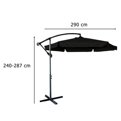 Parasol ogrodowy LUARO duży składany z wysięgnikiem 290cm czarny Kik Sp. z o. o. Sp. k.