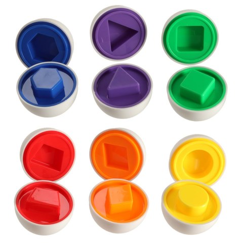 Układanka edukacyjna sorter dopasuj kształty i kolory jajka 6 sztuk Kik Sp. z o. o. Sp. k.