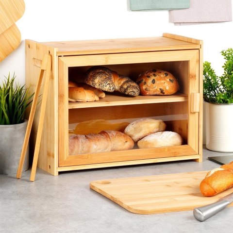 Chlebak 2-Poziomowy Półka Pojemnik na Chleb ze Szczypcami VILDE 40x20x31 cm