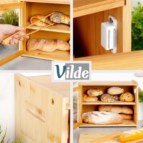 Chlebak 2-Poziomowy Półka Pojemnik na Chleb ze Szczypcami VILDE 40x20x31 cm