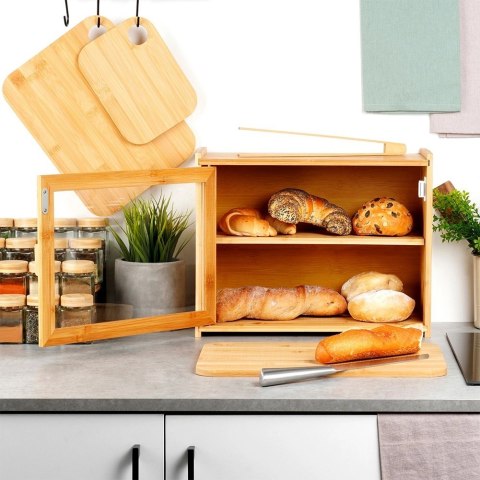 Chlebak 2-Poziomowy Półka Pojemnik na Chleb ze Szczypcami VILDE 40x20x31 cm