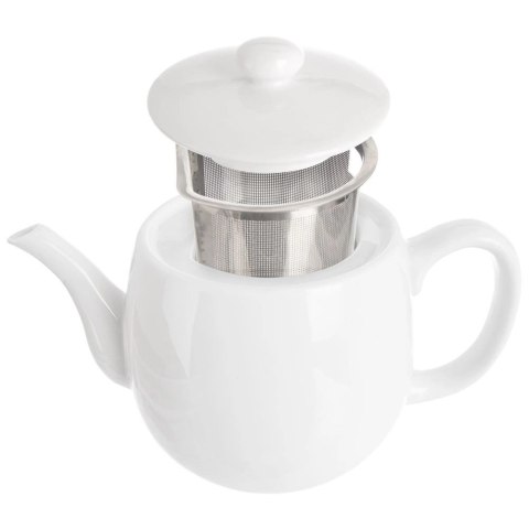 Dzbanek z Zaparzaczem do Herbaty Porcelanowy Biały Mona 700 ml