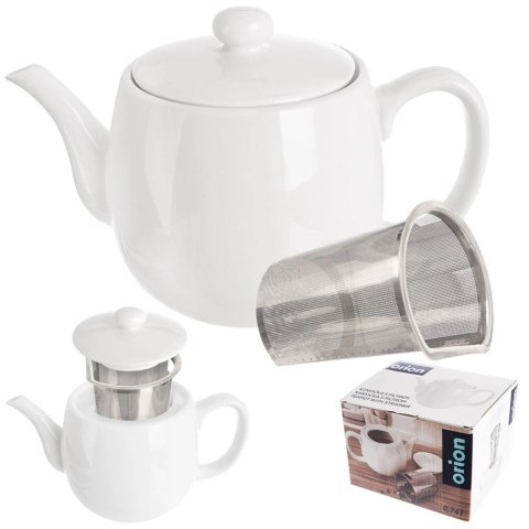 Dzbanek z Zaparzaczem do Herbaty Porcelanowy Biały Mona 700 ml