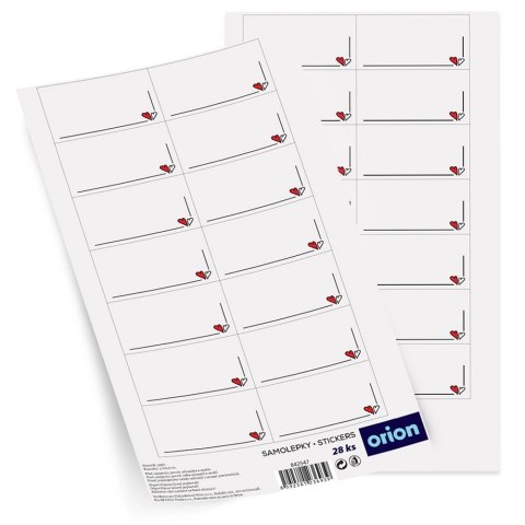 Etykiety Samoprzylepne na Słoiki ORION 28 szt. Prostokąt z Sercem