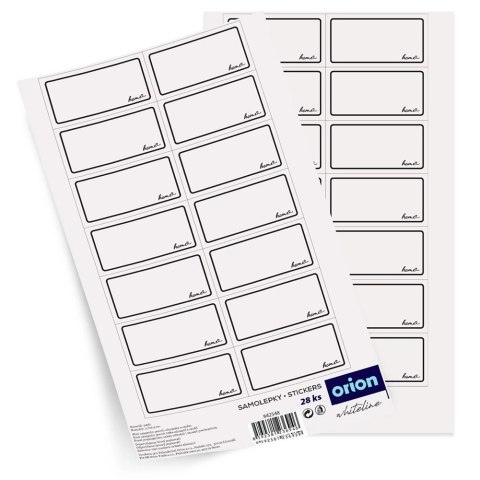 Etykiety Samoprzylepne na Słoiki ORION WHITELINE 28 szt. Białe Prostokątne