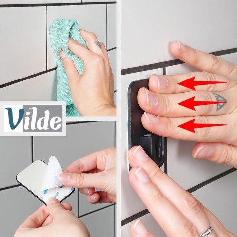 Haczyk Wieszak VILDE Samoprzylepny 2 szt. Czarny Taśma 3M Kuchnia