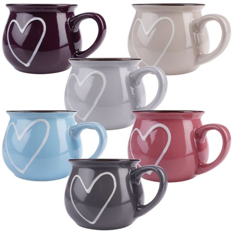 Kubki Kolorowe Serce Zestaw 6 szt. do Kawy Herbaty ORION