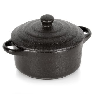 Miseczka do Zapiekania 150 ml Porcelanowa Czarna z Pokrywką VILDE