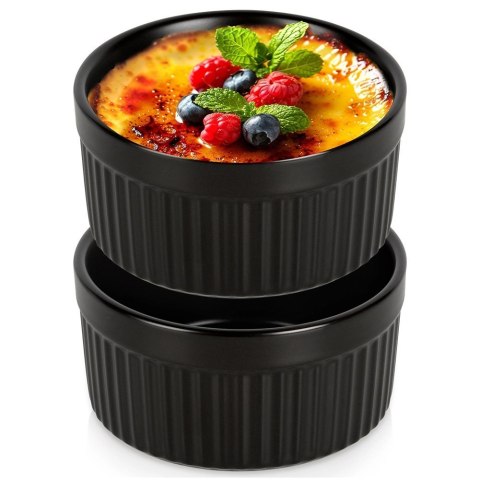 Miseczki do Zapiekania 10 x 5 cm 260 ml Porcelanowe Czarne 2 szt VILDE