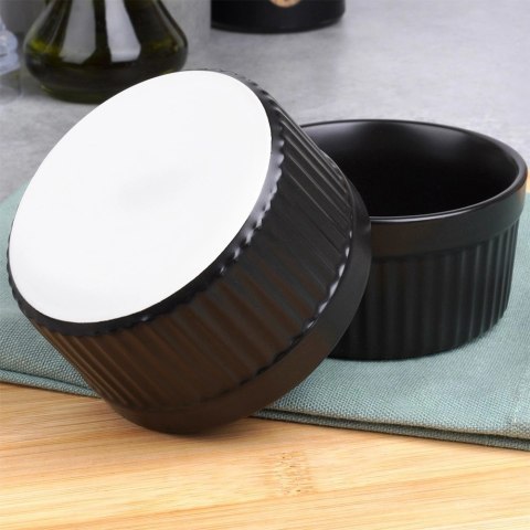 Miseczki do Zapiekania 10 x 5 cm 260 ml Porcelanowe Czarne 2 szt VILDE