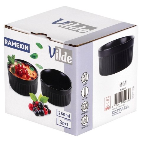 Miseczki do Zapiekania 10 x 5 cm 260 ml Porcelanowe Czarne 2 szt VILDE