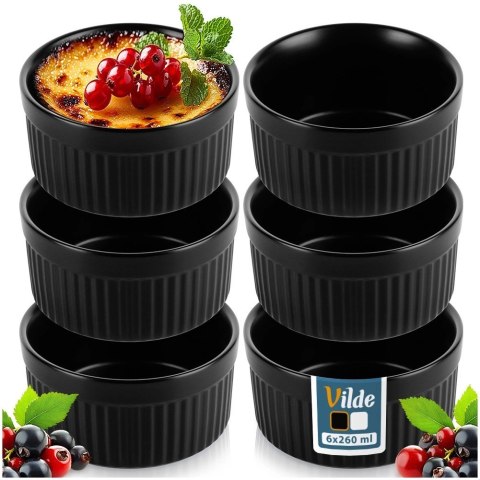 Miseczki do Zapiekania Pieczenia Ceramiczne Czarne VILDE 260 ml 6 szt.